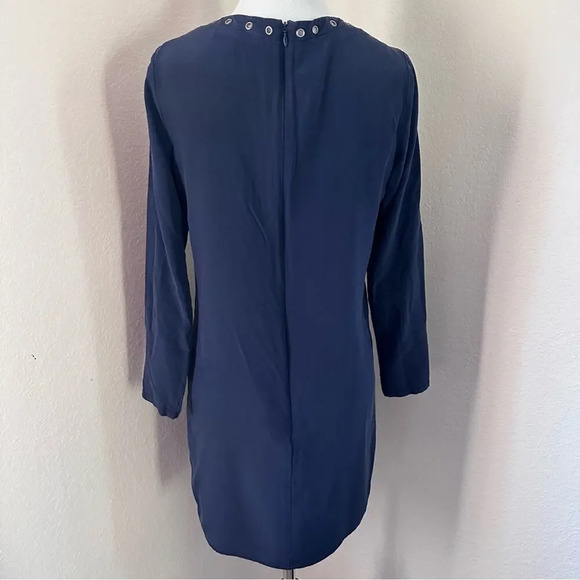 100% Silk Navy Blue Cocktail Dress by LAVANDER BROWN XS - Picture 3 of 9